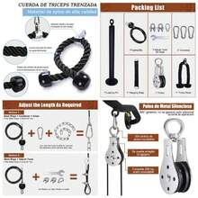 Fitness LAT y Sistema de Polea de Elevacin, Polea de para Gimnasio, Extensiones de Trceps Juego de 8 Piezas, Equipo para Entrenamiento de Fuerza Gimnasio en Casa - inicial - Ver 1