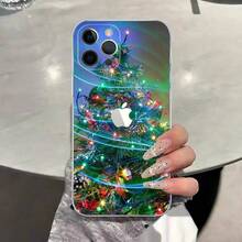 Custodia trasparente in TPU per telefono con albero di Natale, compatibile con 17, 11, 12, 13, 14, 15, 16 Pro Max, 16 Plus