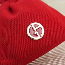 Armani Bolsa de maquillaje con cordón rojo - Bolsa de cosméticos y monedas de doble uso, organizador de almacenamiento de moda