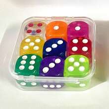 Caja de 9 dados sólidos transparentes de 14 mm y 16 mm de colores - Multicolor - Ver 11