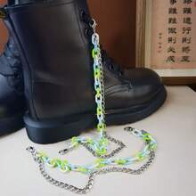 1 Pair Acrylic Chain With Silver Metal Chain, Shoe Decoration, Fashion Girly Style, Lightweight And Easy To Detach, Suitable For Christmas, Thanksgiving DIY Decoration On Boots, Bags, Pants, Clothes