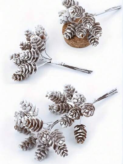 10/20 peças de pinhas artificiais de Natal, mini galhos de azevinho, guirlanda de pinhões, decoração de Natal com plantas artificiais, guirlandas de Natal DIY, buquês, decorações para casamento e festas em casa, pinhas brancas, decorações de Natal para casa, plantas artificiais de Natal, decoração para casa, decoração de quarto