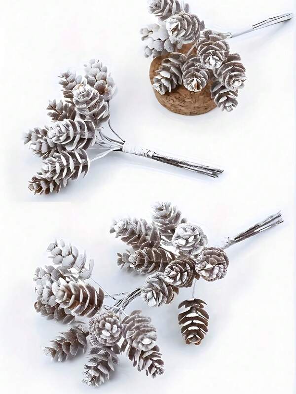10/20 peças de pinhas artificiais de Natal, mini galhos de azevinho, guirlanda de pinhões, decoração de Natal com plantas artificiais, guirlandas de Natal DIY, buquês, decorações para casamento e festas em casa, pinhas brancas, decorações de Natal para casa, plantas artificiais de Natal, decoração para casa, decoração de quarto