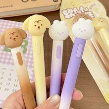 2pcs/Set Cute Smiling Face, Rabbit, Cat, Dog Push Button Pens, Cloud Shaped Retractable Ballpoint Pens With 0.5mm Refill, Suitable For Students - Black - View 7