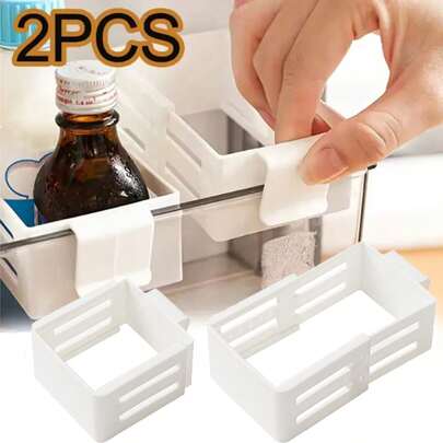 2 Stücke einstellbare Seitentür-Aufbewahrungskörbe für den Kühlschrank, Clip-On Kühlschrankorganizer-Boxen für Soßen, Snacks