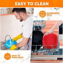 2 Non-Stick Air Fryer Mats - Heat Resistant Up To 446°F (230°C), Anti-Slip Base - Reusable, Even Cooking, Easy To Clean - Compatible With Instant Pot, Oster, Shark Tank - Oven And Microwave Accessories (Red + Blue), Corrugated Texture Design - 紅色藍色 - 查看 8