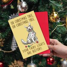 1PC Cute Christmas Card From Dog, Lovely Dog Christmas Card With Envelopes, Humor Christmas Gift Ideas For Husband, Rude Dog Xmas Holiday Gifts For Dog Lover - one-size - View 4