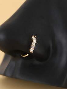 1 pieza Aro de nariz con incrustación de circonita cúbica, Pendiente de nariz minimalista y de moda, Adecuado para uso diario y como regalo