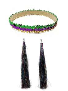 1 Bộ phụ kiện phong cách disco chic retro thập niên 70/80 dành cho nữ - Băng đô đính sequin + Hoa tai tua rua, Phù hợp với phong cách disco retro, Giáng sinh, Halloween, Tiệc tùng, Lễ hội âm nhạc, Trang phục bạn bè kết hợp bắt mắt cho tiệc tùng - Nhiều màu - Xem 17