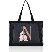 Túi Tote Dung Tích Lớn Túi Đi Biển Túi Đeo Vai Thời Trang Ngoài Trời Cho Nữ Túi Xách Túi Mua Sắm Túi Lưới Tổ Chức In Chữ Túi Đựng Đồ Di Động Đa Năng Cho Du Lịch Cắm Trại Biển - màu đen - Xem 35