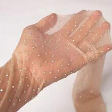 [Sparkling Fishnet Pantyhose] Ultra-Thin, High-Waisted Women's Black & Beige Sparkling Sequin Fishnet Pantyhose| Shimmering Texture, Glittery, For Parties & Special Occasions, Special Occasion Wear - 杏色 1對 - 查看 1