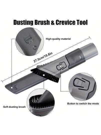 In Crevice Duster Tool Shark Stofzuiger Cleaners Rotator, Rocket, DuoClean, Apex, Navigator, NV752, NV751, NV650, NV680, HV322, HV301, AZ2001, HZ2002 Extended Reach Brush Attachment view 3