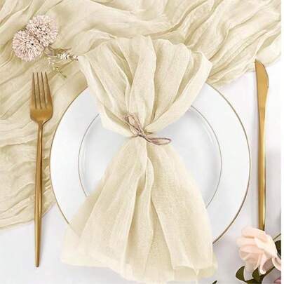 6 Pieces Crinkle Napkins Cloth Hemming 50*50cm/20*20inch Going-Away ​Brunch With The Girls Work & Professional Parties Casual Restaurant ​​Home Decor Accent​ French Bistro Baby Shower Wedding Birthday Picnics Or Barbecues Formal Dinners