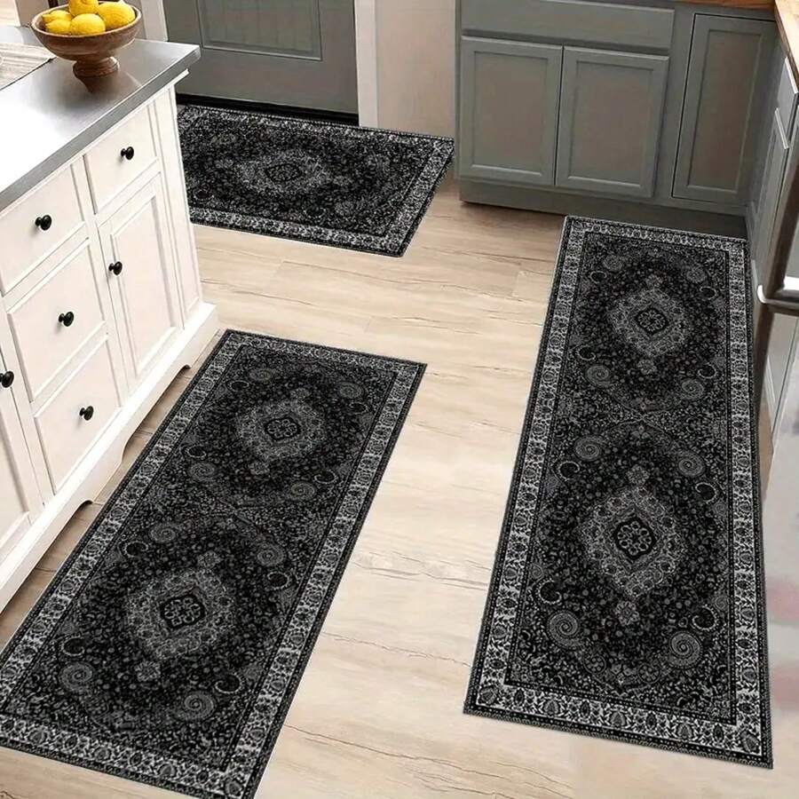 1pc Bohemian Washable Kitchen Set, Kitchen Hallway Living Room Laundry Long Strip, Entry Floor, Living Room Printed, Outdoor Decorative, Vintage European Combination Long Strip Rugs