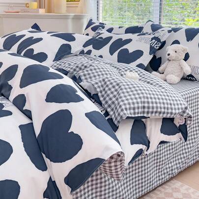 夏用ベッドシーツと掛け布団カバー 4 点セット寝具シーツと掛け布団カバー洗浄綿学生寮シングルベッド 3 点セット