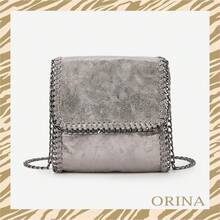 Chain Strap Soft Crossbody Bag With Metallic Vibe - Grey - View 9