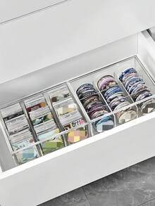 1pc Transparent Visible Large Capacity Card/Card 9 Grid Compartment Small Card Storage Box, Clickable Smooth Stable Stacking Freely Combinable Multifunctional, Can Store Cosmetics, Badges, Small Toys - Multicolor - View 7