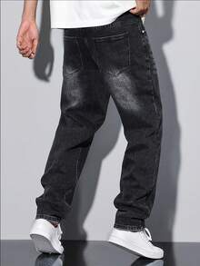 Teen Boy Pocket Straight Loose Casual Jeans, Simple & Fashionable