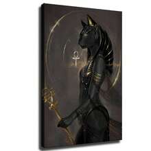 1 pieza Póster de arte en lienzo con la mitología egipcia de Anubis, decoración de pared abstracta con deidad ancestral dorada, impresión espiritual de animal sin marco, regalo para el hogar, oficina, dormitorio o cafetería
