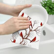 Cukemip Winter Birds Cardinal Decor Kitchen Dish Towels Set of 2, Ultra Soft Absorbent Tea Towels Hand Drying Baking Cooking Cloth Kitchen Decor - Cardenal de pájaros - Ver 4