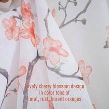 Juego de 2 paneles de cortinas transparentes de coral floral de 84 in de largo, con patrn de flores de cerezo, color terracota, cortinas transparentes para sala de estar, bolsillo para barra, cortinas transparentes dex ido para dormitorio - Coral + 132,1An x 243,8Al cm (2 paneles) - Ver 4