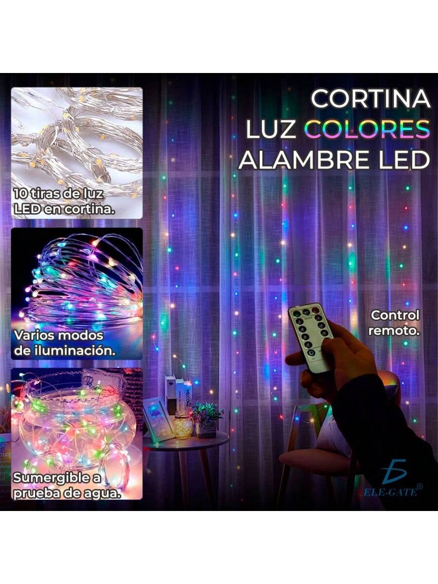 Luces de cortina de luces LED RGB para decoración de Navidad de 3 metros