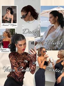 Ponytail Extension, 14 Inch Claw Clip Ponytail Extensions, Multi Layered Fluffy Thick Wavy Clip Ponytail, Synthetic Hair Extensions Ponytail, For Short & Medium Hair - Multicolor - View 8