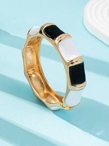 1 pieza Brazalete de puño grueso de diseño minimalista y de moda, Set de brazaletes de resina con diseño de cúpula estilo americano europeo, Brazalete de forma asimétrica de gota de agua