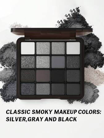 K'APEINE Paleta de sombras de ojos de 16 colores, mate y brillante - Sombras plateadas frías, con alto pigmento, perladas y oscuras para maquillaje gótico, sin decoloración, sin manchas, de larga duración