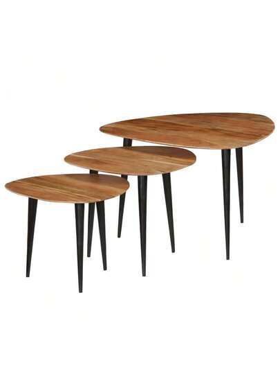 VidaXL Piece Coffee Tafel Set Solid Acacia Wood view 4