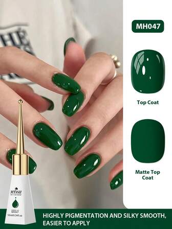 Mtssii 1 件 10ml 绿色凝胶指甲油，适合圣诞美甲，持久、无铅、半永久性可去除 UV 凝胶清漆，适合秋冬指甲，带盒装美甲凝胶，美甲 DIY，适合沙龙和家庭美甲用品
