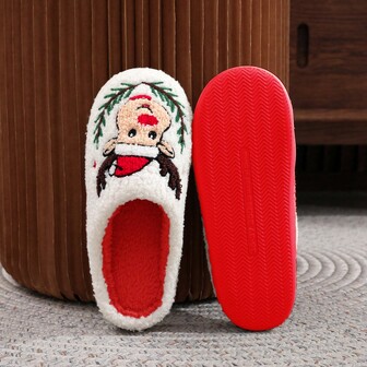 NYSQIT 2025 Heta säljande julsnögubbe- och julgransmönster termo-tofflor, bekväma mjuka tofflor för män och kvinnor, söta tecknade inomhus halkfria plyschtofflor för par, höst/vinter