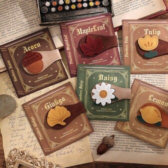 1 Pc Floral Leather Bookmark, Classic Stitched Bookmark, Bookmarks With Leather Rope, PU Bookmarks Clip Planner Accessories, Plants Flowers Themes For Women, Men, Book Lovers, Readers, Birthday Gifts