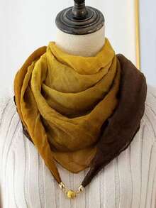 1 pieza Bufanda de contraste de color vintage con degradado de poliéster y broche magnético, cálido cuello envolvente