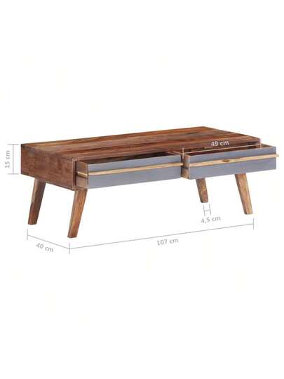 VidaXL Coffee Tafel 110x50x40 Cm Solid Wood Grijs view 9