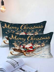 Decorațiuni de Crăciun, set de lenjerie de pat cu husă de pilotă, 2/3 buc, cu imprimeu de Moș Crăciun și reni, roșu, verde și auriu, set de pilotă, cu 1 husă de pilotă și 2 fețe de pernă, cuvertură de pat king-size, cearșaf de pat, poliester moale, prietenos cu pielea, lavabil la mașină, curățare chimică. Este potrivit pentru decorarea casei și a dormitorului, decorul camerei, decorul dormitorului, articole de decorare a camerei, set de pilotă queen-size, este un cadou bun de ziua de naștere.