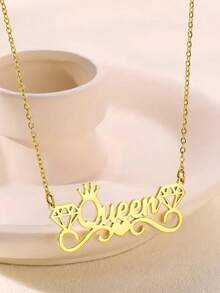 1 Custom Queen Crown And Heart-Shaped Stainless Steel Necklace - Personalized Name/Initials Jewelry Gift, Suitable For Mothers, Ladies, Birthdays, Mother's Day, Anniversaries, Valentine's Day, Christmas - Multicolor - View 7