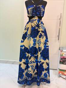 Long Dress With Openwork Straps, New Summer Fashion - Apricot - View 1