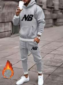 Men's Casual Sports Set, Fashion Brand Print Design, Youthful Luxury Versatile Sports Casual Style - Grey - View 2