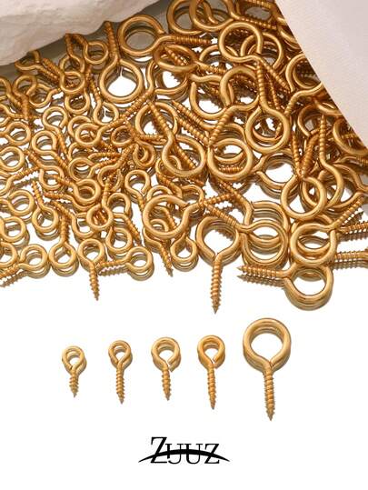 50个迷你不锈钢带钩眼针，螺纹扣，羊眼螺丝，用于DIY珠宝制作和手链连接器