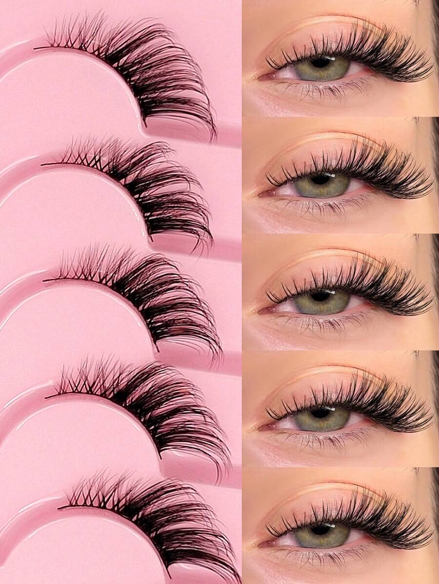 7 Cặp mi giả Asiteo kiểu mắt mèo tự nhiên, mi giả dạng dải nhẹ, mềm mại ở khóe mắt, phù hợp với hầu hết các hình dạng mắt, lý tưởng để sử dụng hàng ngày.