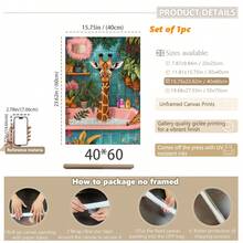 1pc, Canvas Wall Art, Framed Wall Decor, Giraffe Bathroom Print, Wildlife Toilet Wall Art, Colorful Giraffe Bathroom Art, Minimalist Wall Decor, Bathroom Decor, Modern Art, Contemporary Home Decor, Living Room Wall Art, Art, Room Decor, Dorm Decor, Bedroom Decor, Bathroom Decor, Home Decor, Office Decor, Vintage Poster, Dining Room Decor, Aesthetic Art, Gift For Friends, Housewarming Gift, Party Decor