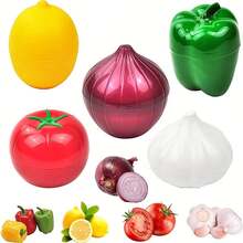 1pc Fruit And Vegetable Shaped Food Preservation Box - Avocado, Lemon, Onion, Tomato, Garlic, Green Pepper Storage Container, Multifunctional Kitchen Preservation Box, Suitable For Refrigerator Storage, Camping, Dining And Food Preparation, Thanksgiving Gifts, Harvest Festival, Family Dinner - Multicolor - View 2