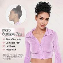 Afro Puff Drawstring Ponytail Kinky Curly Hair Bun Clip In Ponytail Hair Extensions Updo Hairpieces For Women - Light Brown - View 4