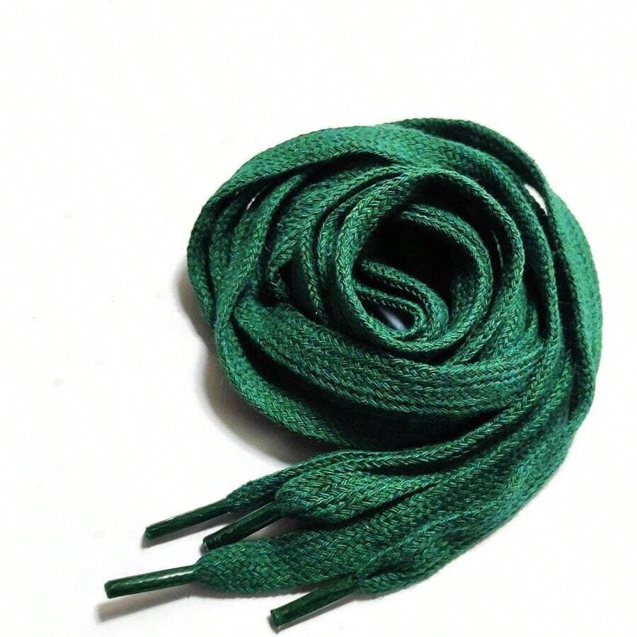 Cotton Shoelaces 39'' 43'' 47 51'' 55'' 86'' Inch Length 8mm Width Sport Canvas Shoes - 43inch/110cm + Green - View 1
