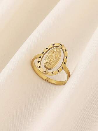 1 st vintage ring med Jungfru Maria-motiv, lämplig för kvinnors vardagskläder, jubileumspresent, festsmycken