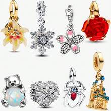 1pc Castle Shiny Heart Pendant Silver-Plated Bracelet Necklace DIY Jewelry, Birthday/Anniversary Gift - Multicolor - View 1