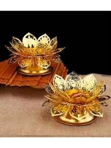 Alloy For Lotus Petal Candle Holder 06, Prayer Accessories, Altar Decoration, Traditional Motif, Elegant Design, Sturdy Construction, Metal, Religious Candlestick, Buddhist Supplies, Spiritual Practitioners, Temple Decor - Multicolor - View 3