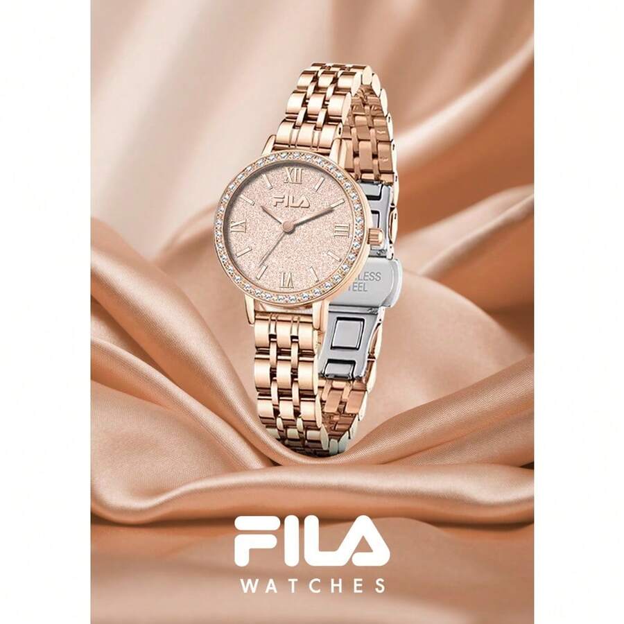 FILA Premium Ladies' Quartz Watch – Shimmering Crystal Bezel, Starlight Pearl Dial & Elegant Stainless Steel Bracelet | Waterproof, Chic Luxury Gift For Women - one-size - View 1