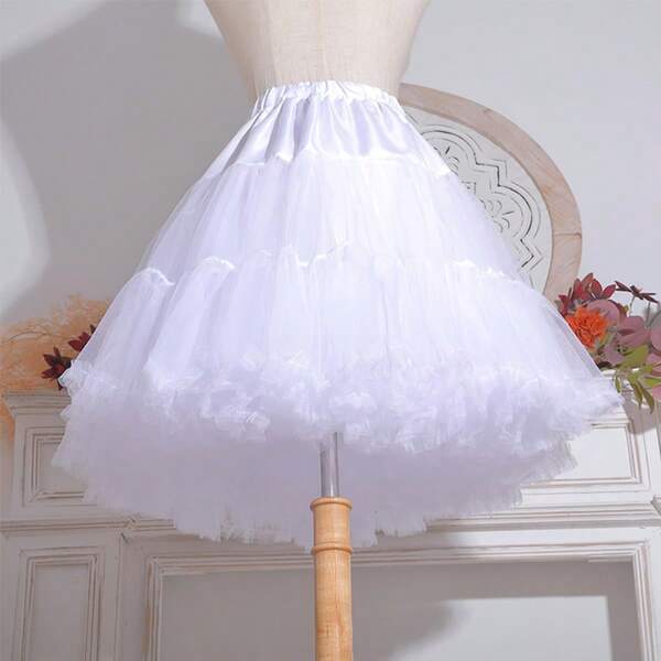 Damen Vintage 1950er Jahre Ballett Tüll Petticoat, modisches Weihnachtsthema, nur Handwäsche, Polyester kurzer Tüll Unterrock für Kleider in allen vier Jahreszeiten